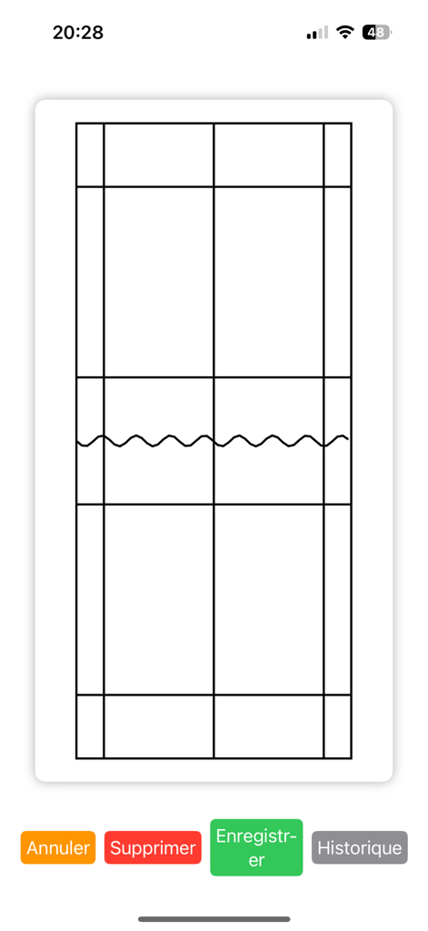 Badminton-Analyse - Top down tactical view of a badminton court for shot analysis and placement tracking