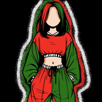 realistic girl faceless with baggy pants and a crop top