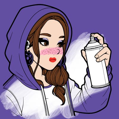 a realistic girl, spray painting