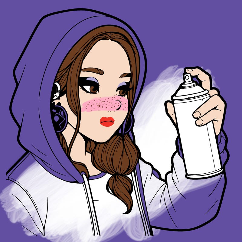 a realistic girl, spray painting