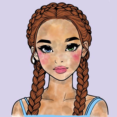 realistic girl with braids