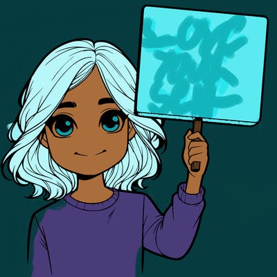 realistic girl holding up a sign