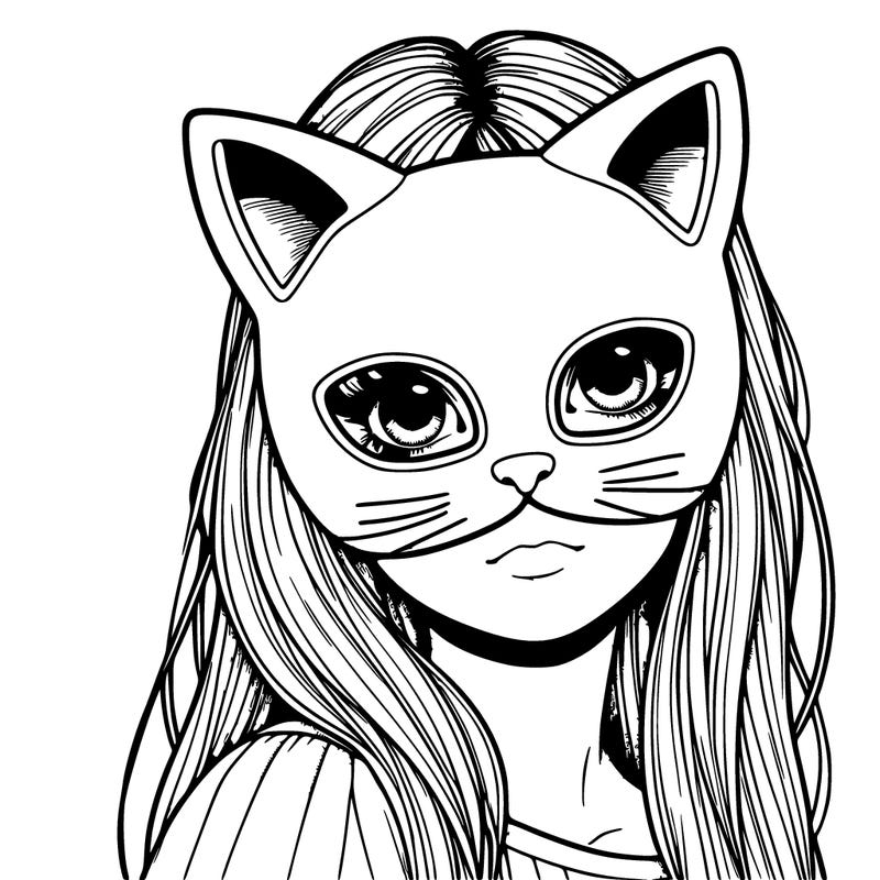 realistic girl with cat mask