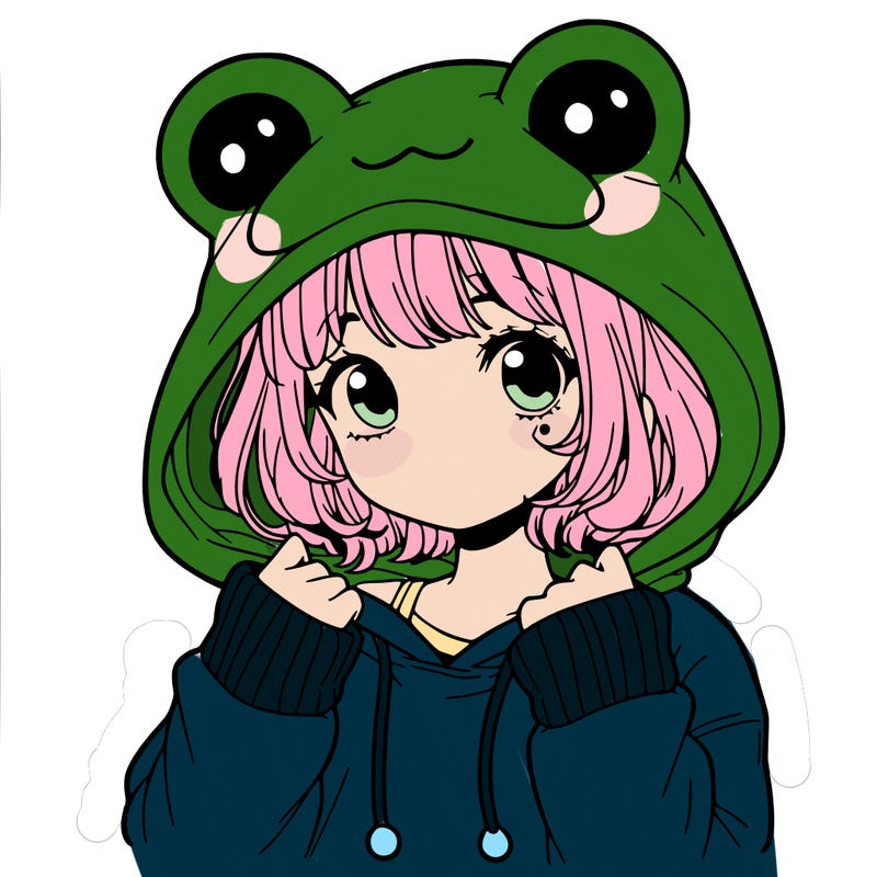 a cute teenage girl wearing a frog hoodie