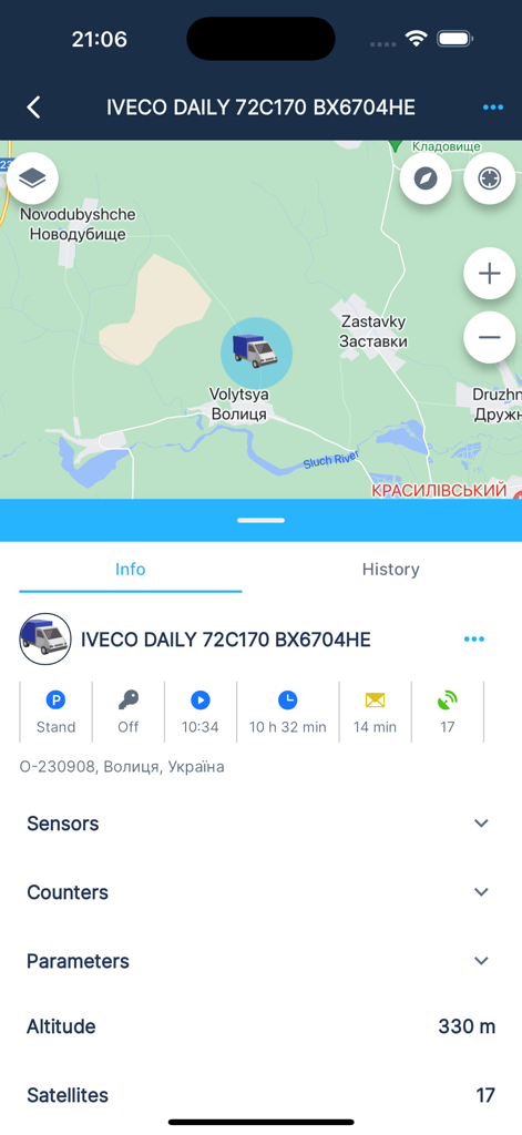 M2M Local - Interface de l'application mobile M2M Local montrant le suivi GPS des véhicules en temps réel et l'état de la flotte