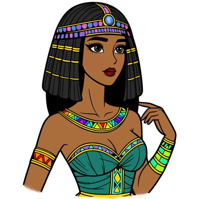 realistic woman wearing a cleopatra costume