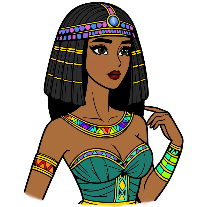 realistic woman wearing a cleopatra costume