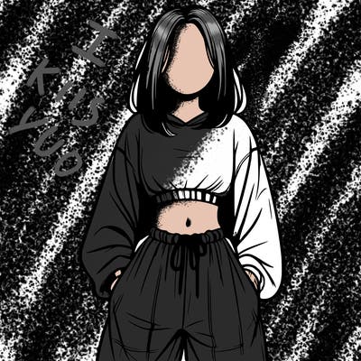 realistic girl faceless with baggy pants and a crop top