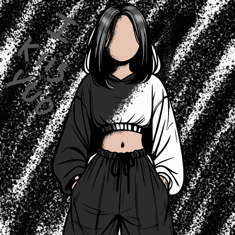 realistic girl faceless with baggy pants and a crop top