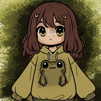 girl wearing frogging sweatshirt