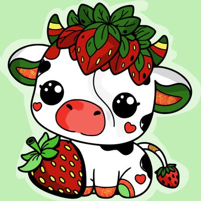 cute strawberry cow