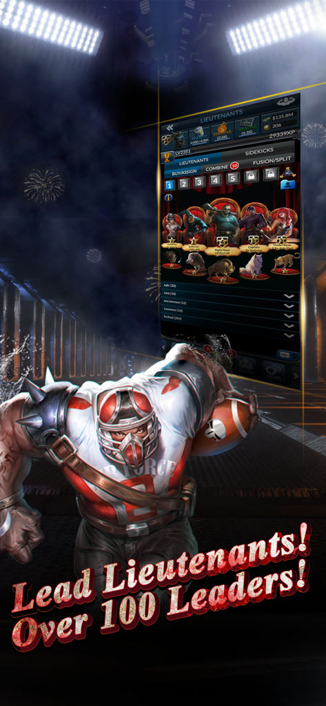 Underworld Empire - Underworld Empire game screen showing character management for over 100 lieutenants and leaders