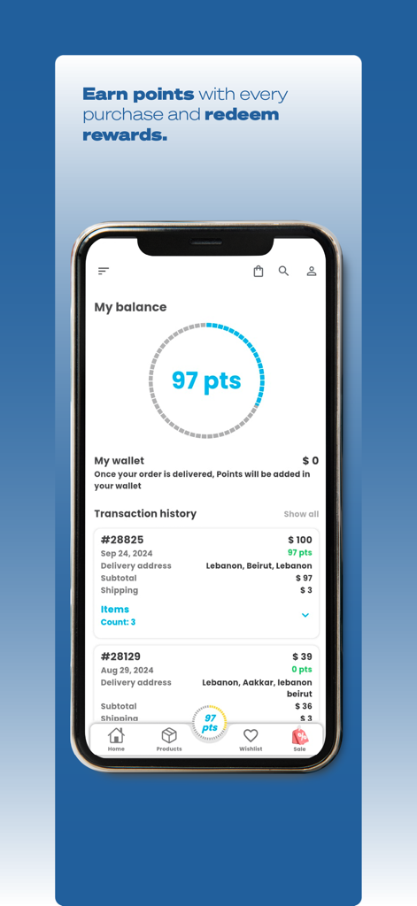 Tenten Online - Interfaz de la aplicación Tenten Online que muestra el saldo de puntos de recompensa del usuario y el historial de transacciones.