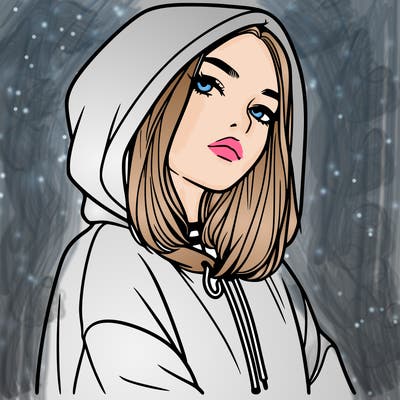 a realistic girl in a hoodie