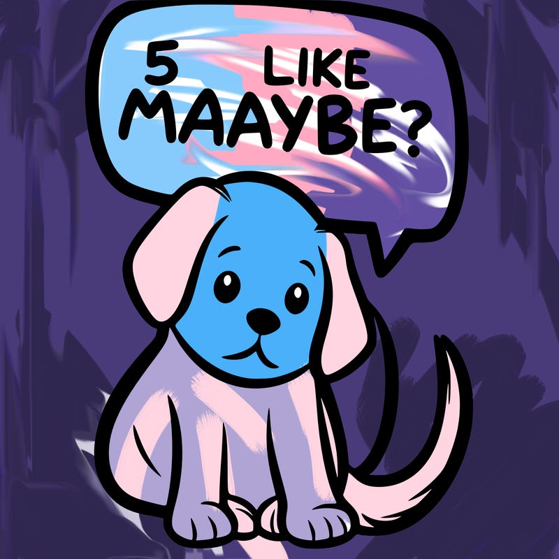 a puppy that says 5 like maybe