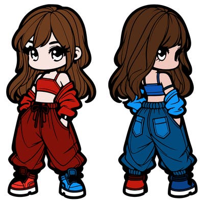 girl in crop top and baggy pants