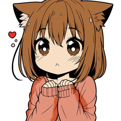 shy anime catgirl