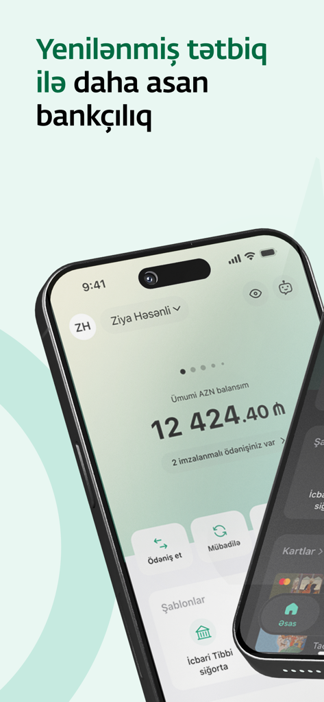 PASHA Bank Business - Mobile dashboard of the PASHA Bank Business app displaying an account balance and banking options