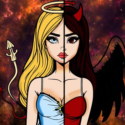 devil vs angel realistic girl