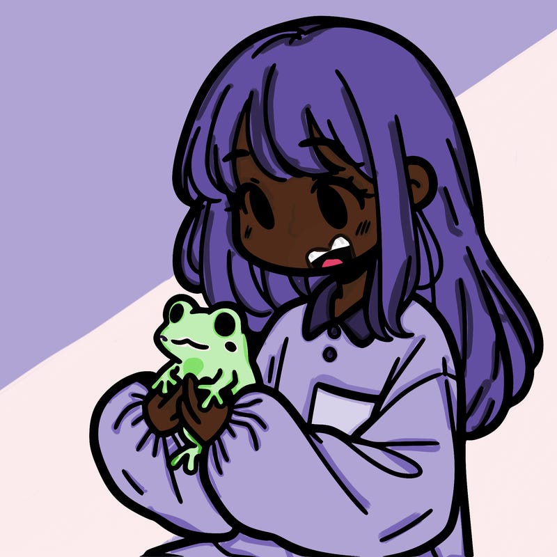 girl with long hair and a oversized shirt. and she is holding a frog
