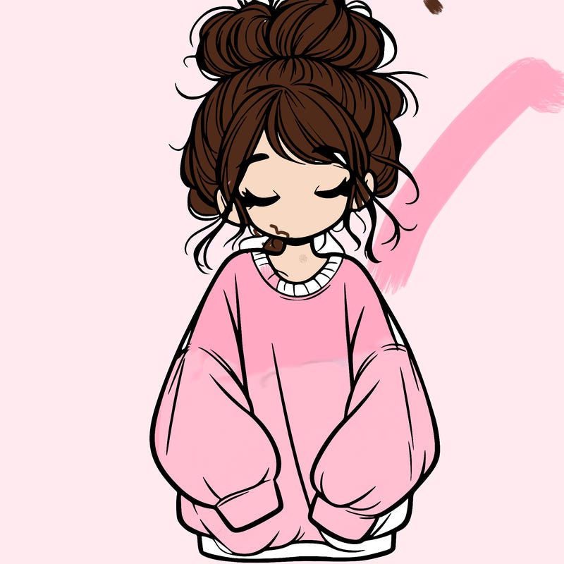 girl with baggy sweatshirt and messy bun