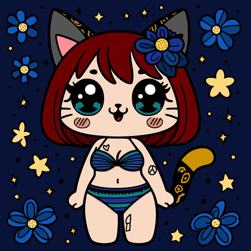 cute cat girl in a bikini