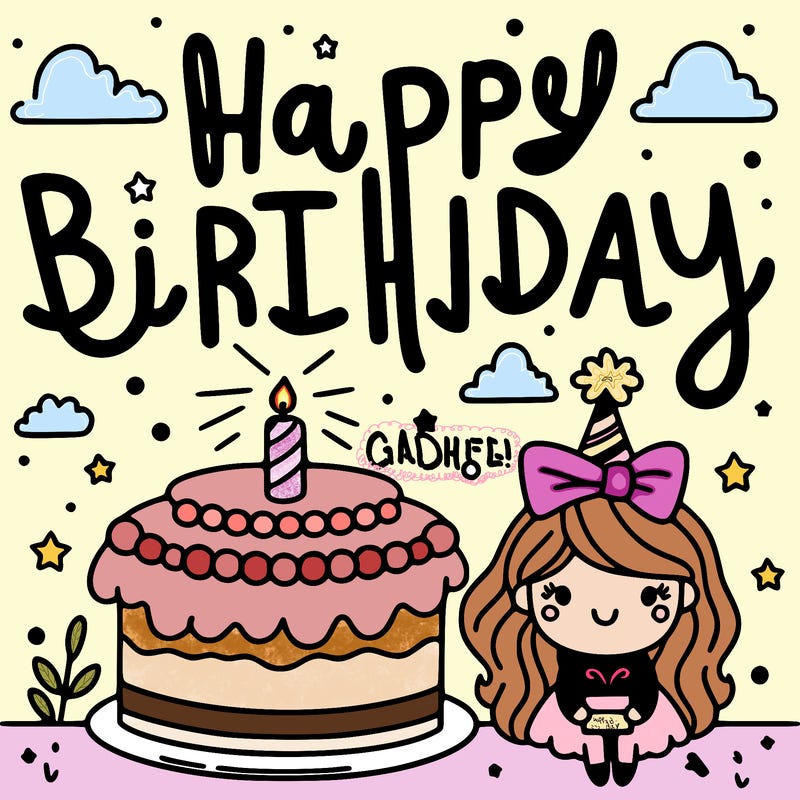 happy birthday in pretty font a  with cake