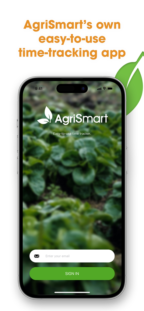 AgriSmart - AgriSmart mobile app login screen for farm management and time tracking