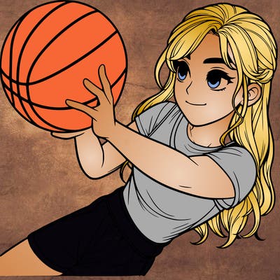 realistic girl playing basketball