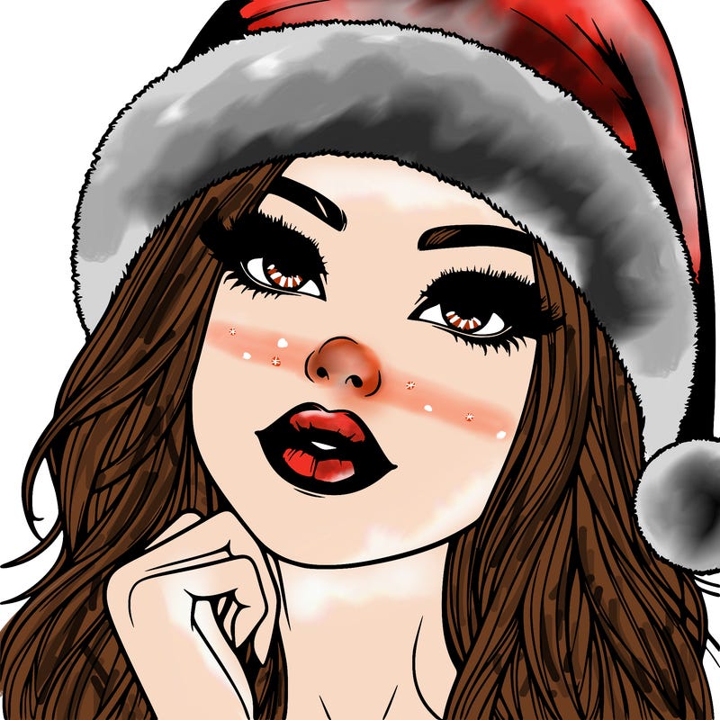 realistic christmas girl with lips