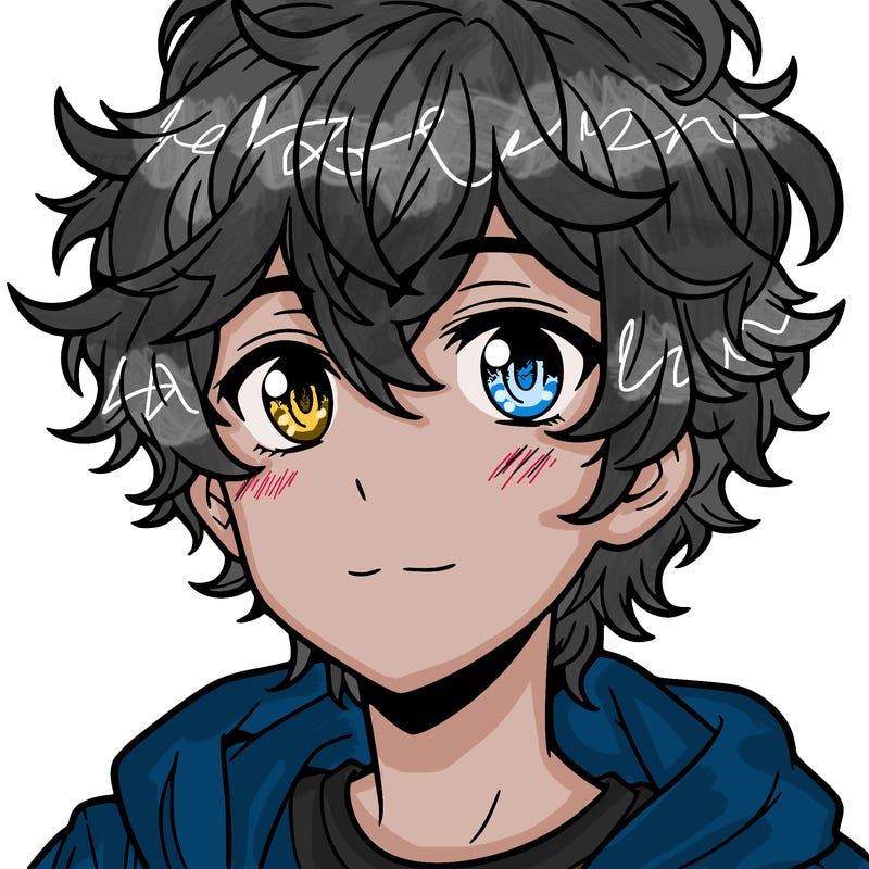 anime boy with wavy and curly hair