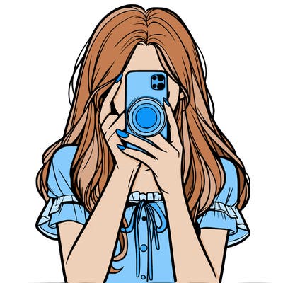 a realistic girl holding her phone taking pictures
