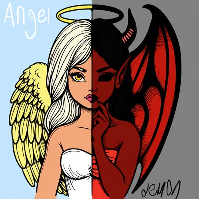 realistic angel half demon