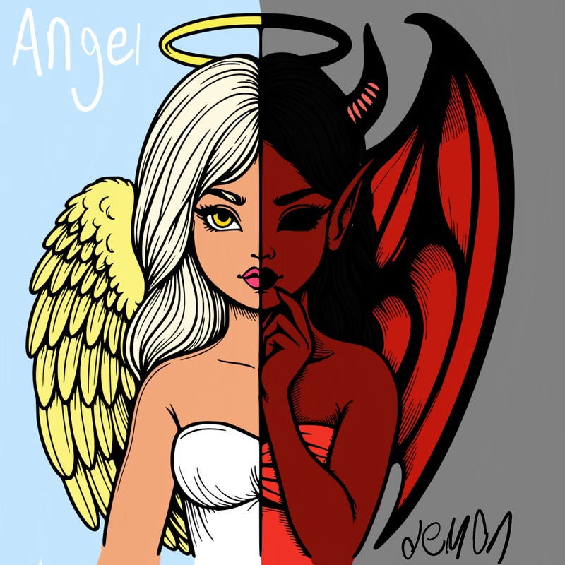 realistic angel half demon