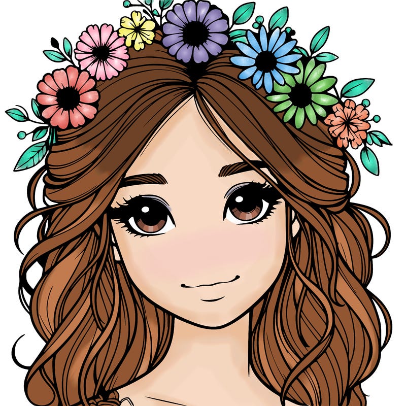 realistic girl with flowers in her hair
