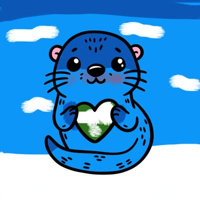 otter with a heart