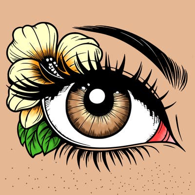realistic eye with flower