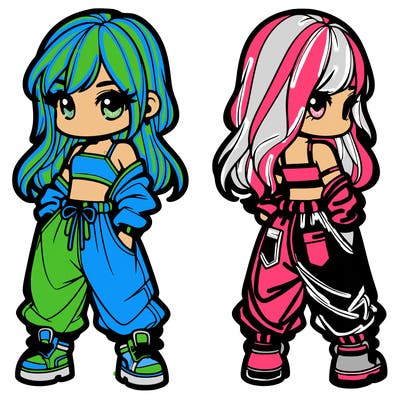 girl in crop top and baggy pants