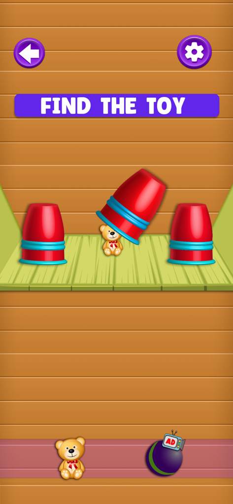 ASMR Mini Games Relaxing Toys - find the toy mini game with red cups and a teddy bear for stress relief