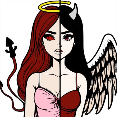 devil vs angel realistic girl