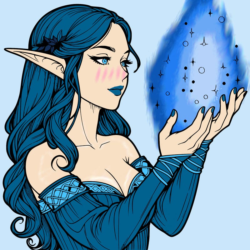 realistic elf girl doing magic
