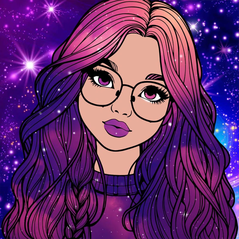 girl with long hair and freckles and glasses realistic