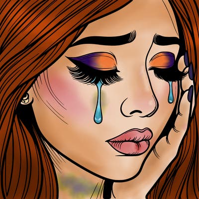 beautiful, hyper, realistic, cry, woman