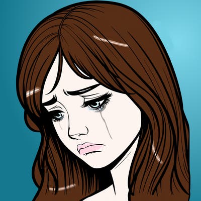 depressed realistic girl crying