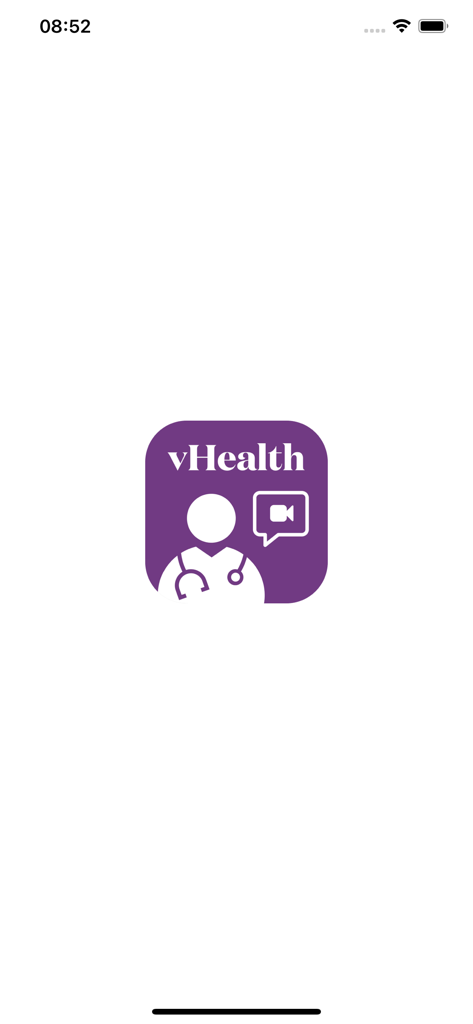 vHealth (Worldwide) - vHealth Worldwide app splash screen with a doctor silhouette and video consultation icon.