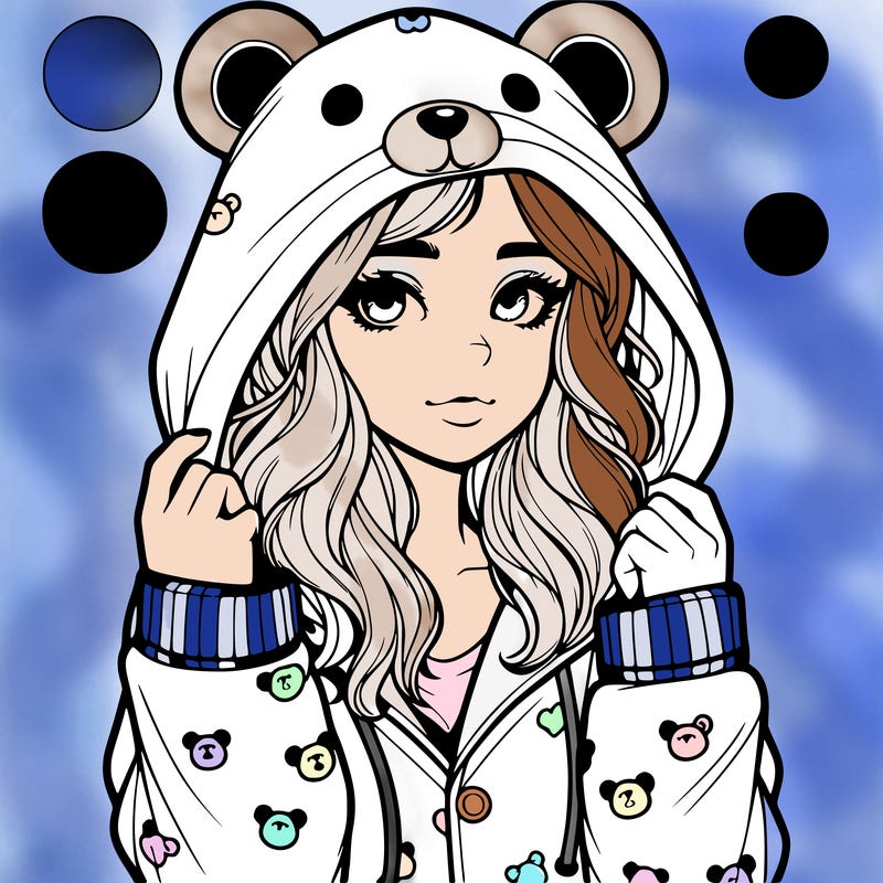 realistic girl in a animal pjs hoodie