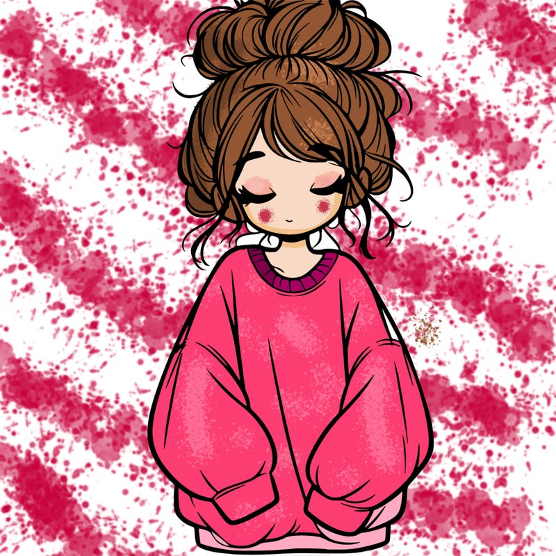 girl with baggy sweatshirt and messy bun