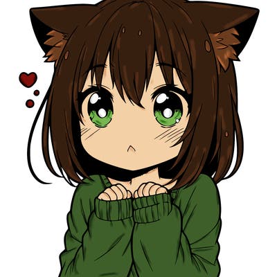 shy anime catgirl