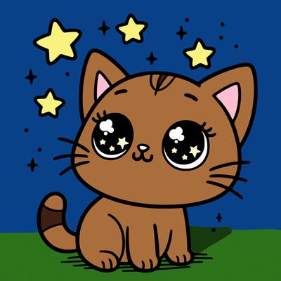 cute cat staring up at the stars