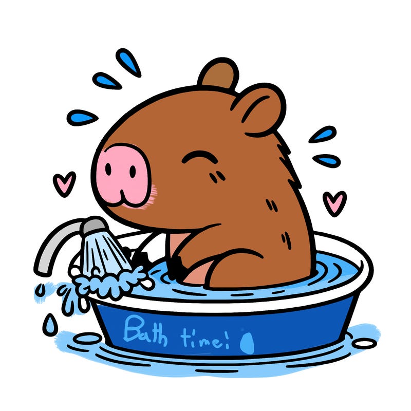 capybara taking a bath